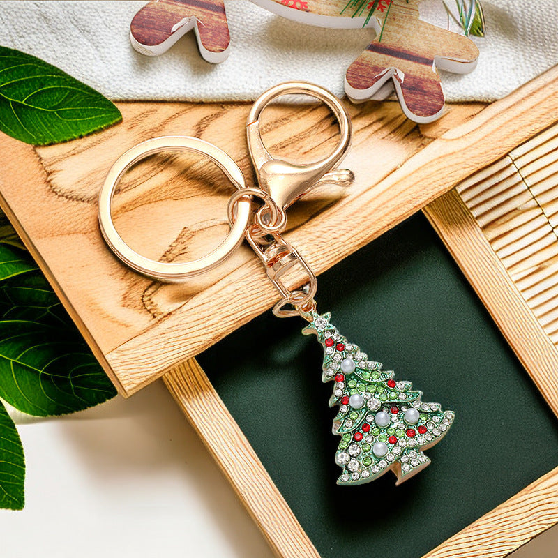 Wholesale Christmas Snowman Elk Cartoon Inlaid Diamond Metal Keychain